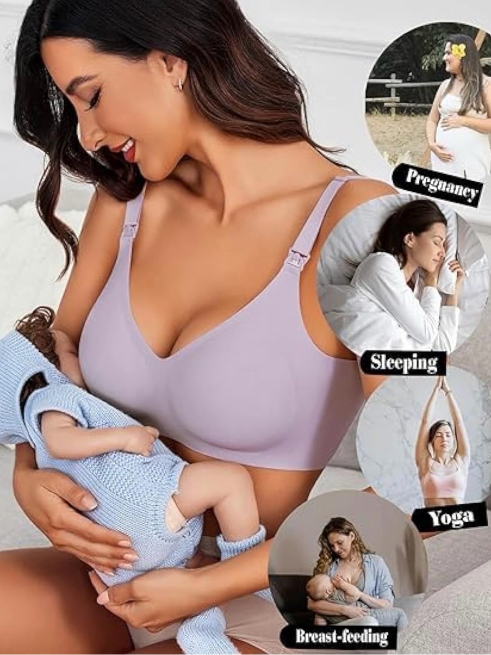 Avidlove Light Lilac Seamless Nursing Bra Wire-Free Maternity Sleep Bra NWT - Picture 9 of 11